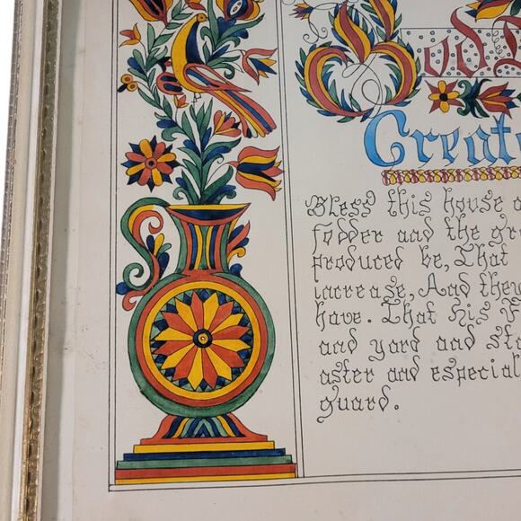 Vntg Mid-Century Louise God the Father’s Hand Framed Folk Art Prayer 15x11 Amish - Picture 6 of 8